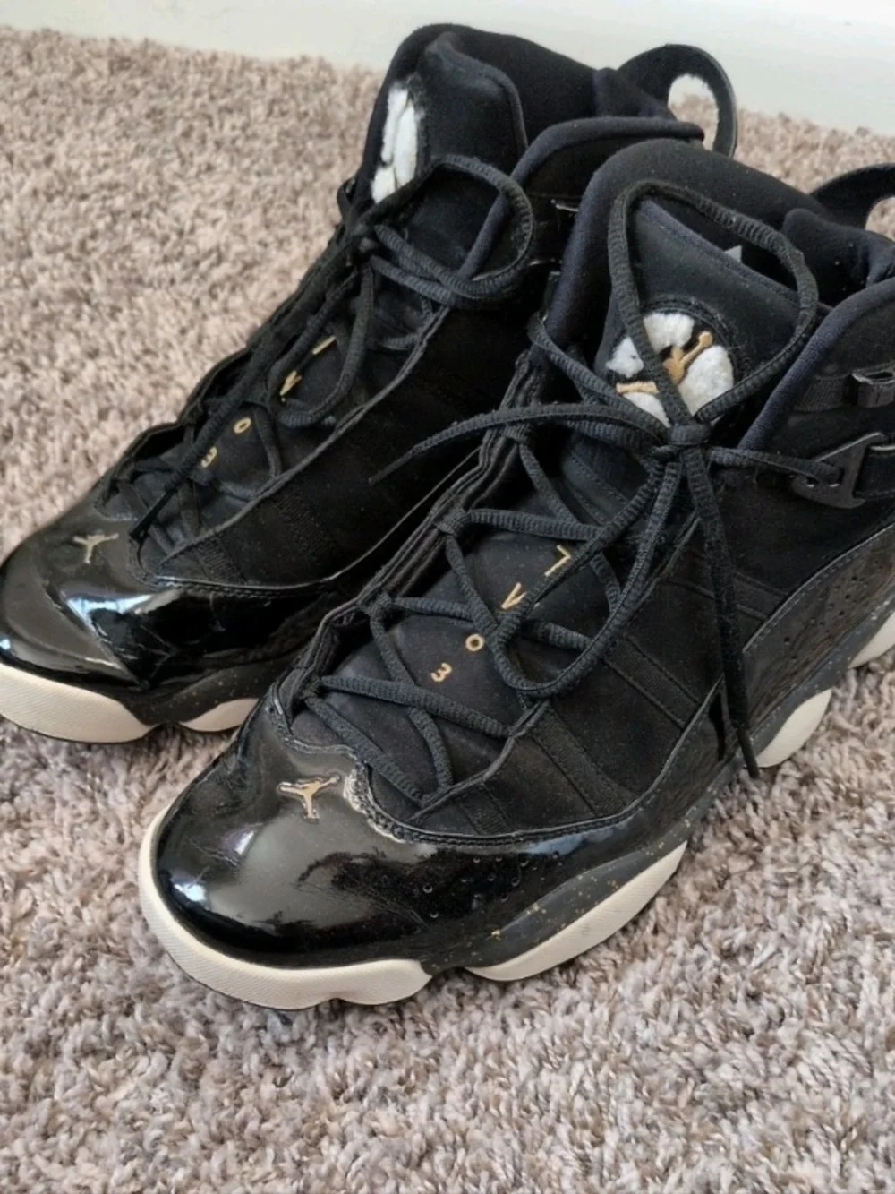Jordan 6 Rings Men's SIZE 13 322992-007 Black Metallic Gold (No Box)